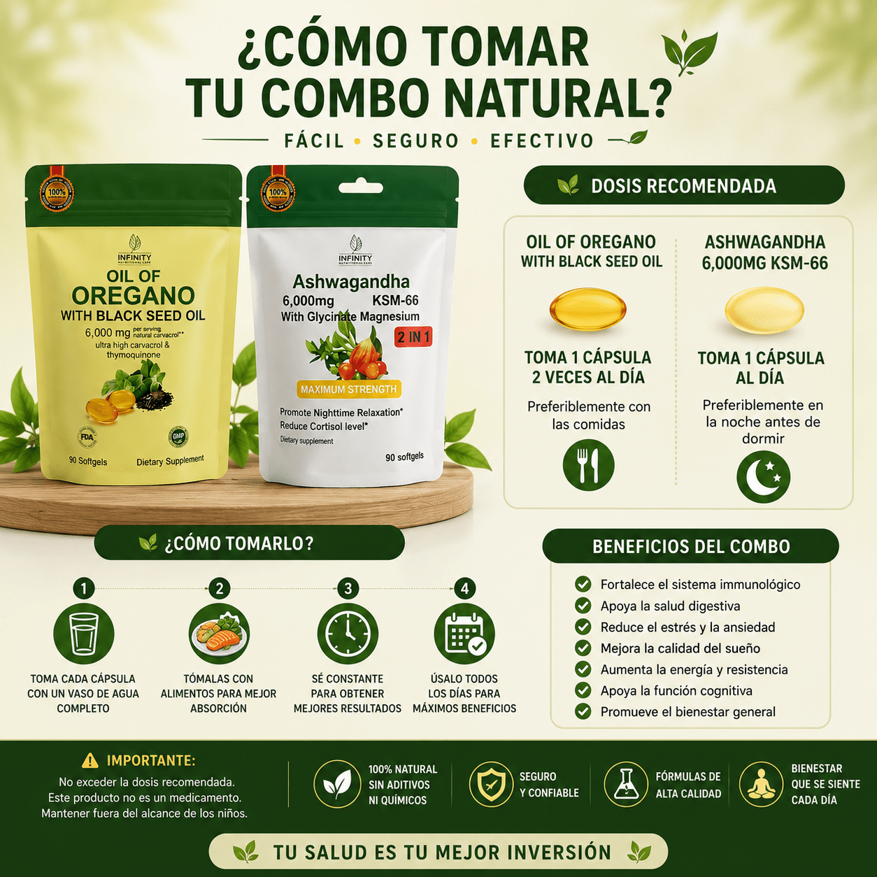 COMBO BIENESTAR INTEGRAL (ORÉGANO, ASHAWAGANDHA Y MAGNESIO) - Clickmarket